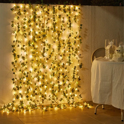Guirlande lumineuse feuillage et fleurs artificielles - à piles