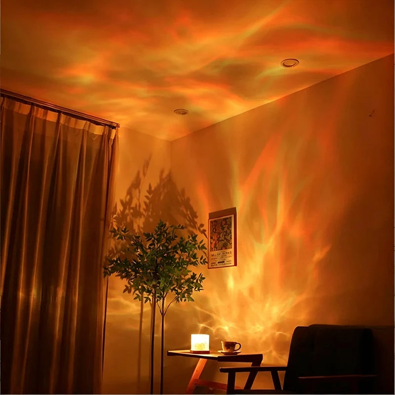 Projecteur veilleuse effet vagues d'eau - ambiance aurore, portable