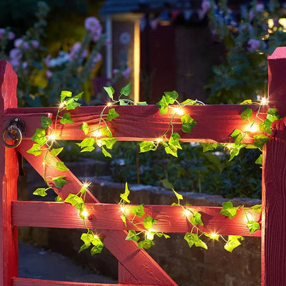 Guirlande lumineuse feuillage et fleurs artificielles - à piles