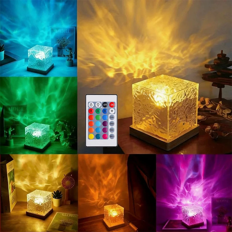 Projecteur veilleuse effet vagues d'eau - ambiance aurore, portable
